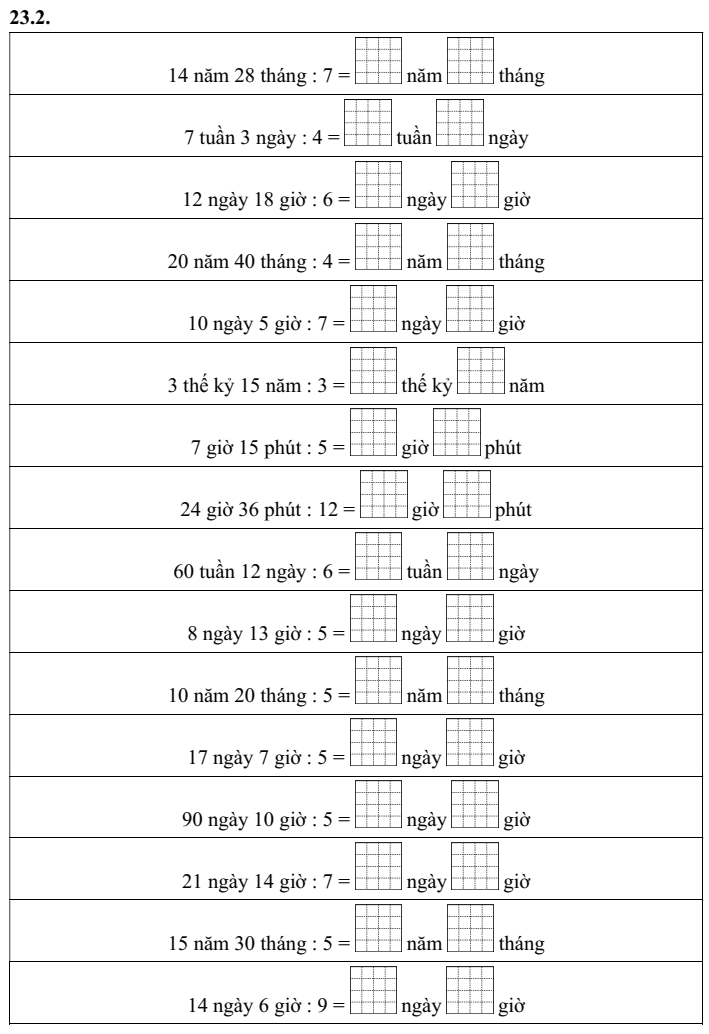 Phép chia số đo thời gian lớp 5 (có lời giải)