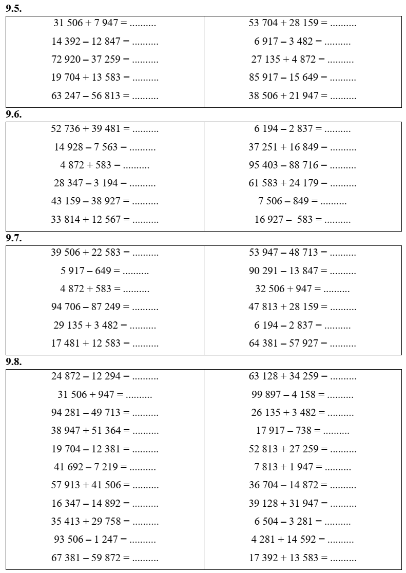 Phép cộng, phép trừ trong phạm vi 100 000 lớp 3 (có lời giải)