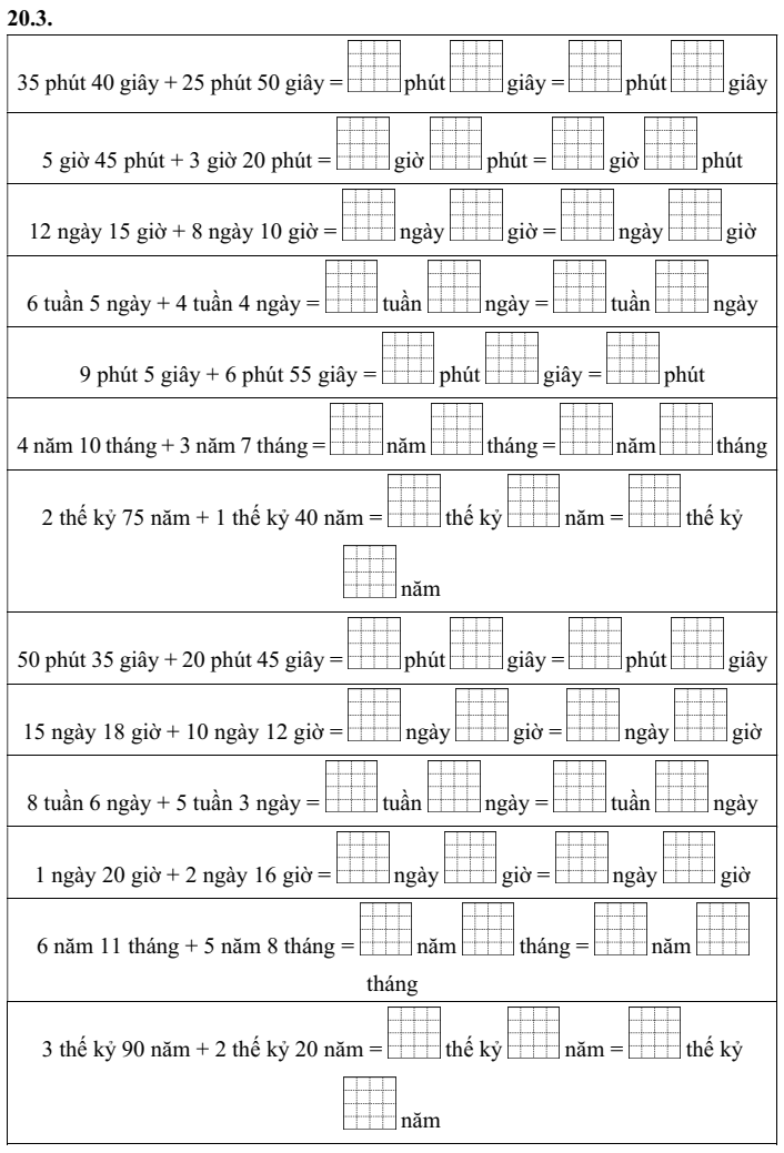 Phép cộng số đo thời gian lớp 5 (có lời giải)