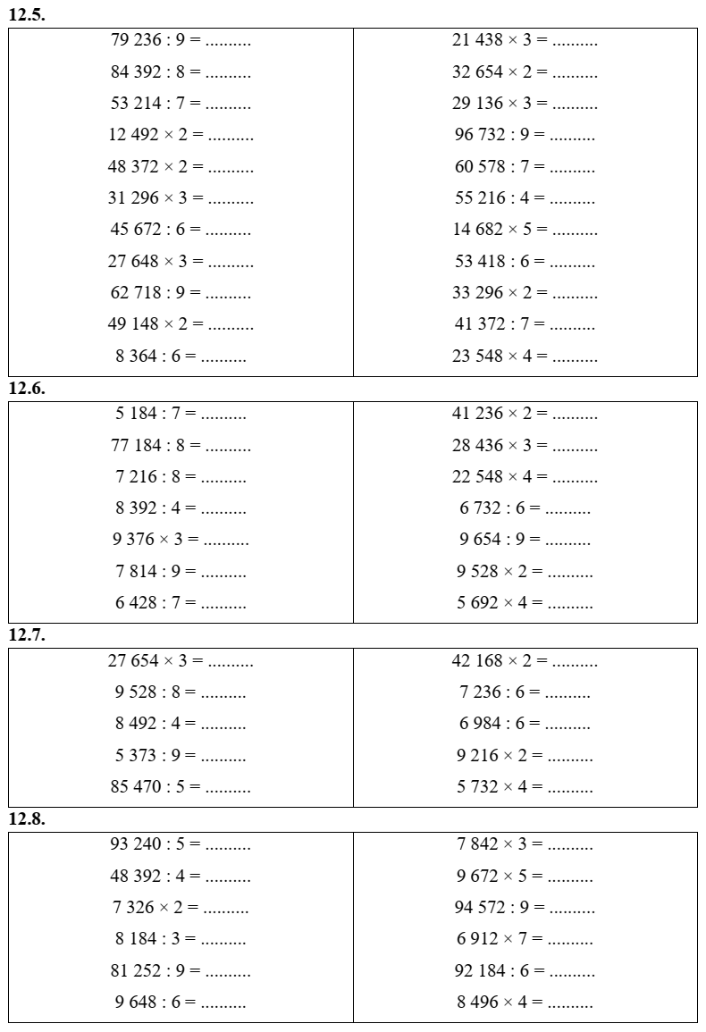 Phép nhân, phép chia trong phạm vi 100 000 lớp 3 (có lời giải)