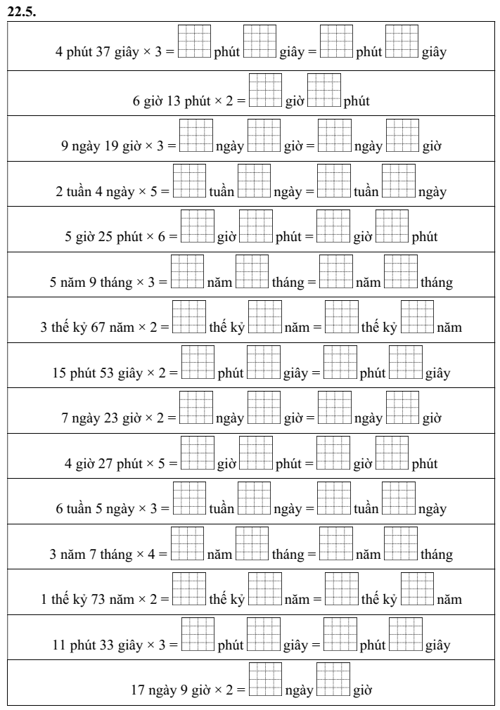 Phép nhân số đo thời gian lớp 5 (có lời giải)