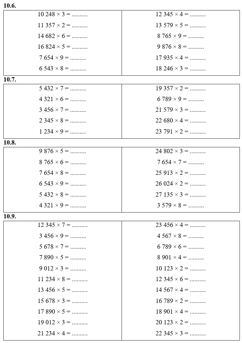 Phép nhân trong phạm vi 100 000 lớp 3 (có lời giải)