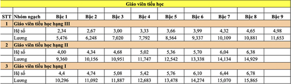 Tiêu chuẩn chức danh nghề nghiệp Giáo viên Tiểu học mới nhất 2026