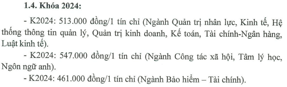 Học phí Trường Đại học Lao động - Xã hội (Cơ sở II TP. HCM) (năm 2024)