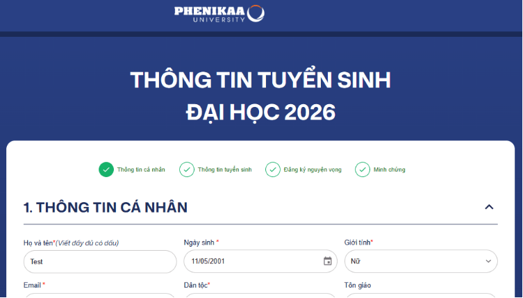 Hướng dẫn đăng ký xét tuyển Đại học Phenikaa năm 2026 mới nhất