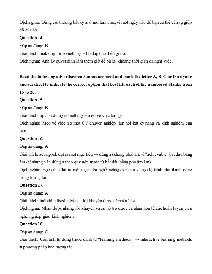 Đề kiểm tra Tiếng Anh 12 Smart World Unit 4 (có lời giải)