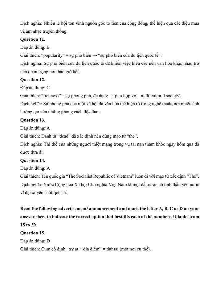 Đề kiểm tra Tiếng Anh 12 Smart World Unit 6 (có lời giải)