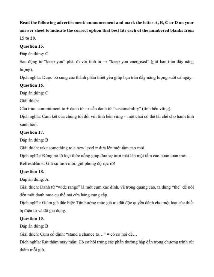 Đề kiểm tra Tiếng Anh 12 Smart World Unit 8 (có lời giải)