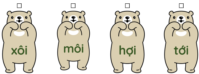 Trắc nghiệm Tiếng Việt lớp 1 Bài 101 (có đáp án): ôi, ơi | Cánh diều