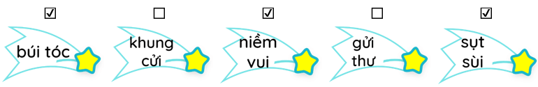 Trắc nghiệm Tiếng Việt lớp 1 Bài 102 (có đáp án): ui, ưi | Cánh diều
