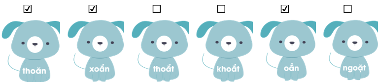 Trắc nghiệm Tiếng Việt lớp 1 Bài 120 (có đáp án): oăn, oăt | Cánh diều