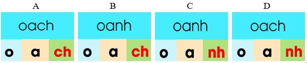 Trắc nghiệm Tiếng Việt lớp 1 Bài 131 (có đáp án): oanh, oach | Cánh diều