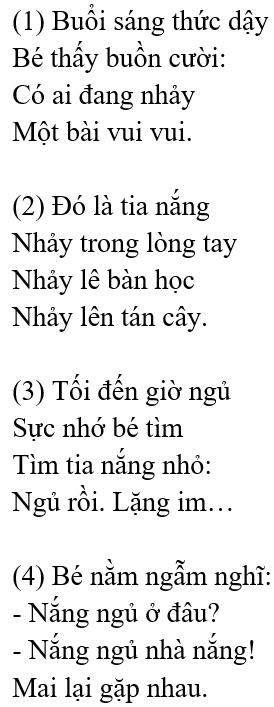 Tia nắng đi đâu – Bài 1 – Tiếng Việt lớp 1 (trang 124 → 125) - Kết nối tri thức