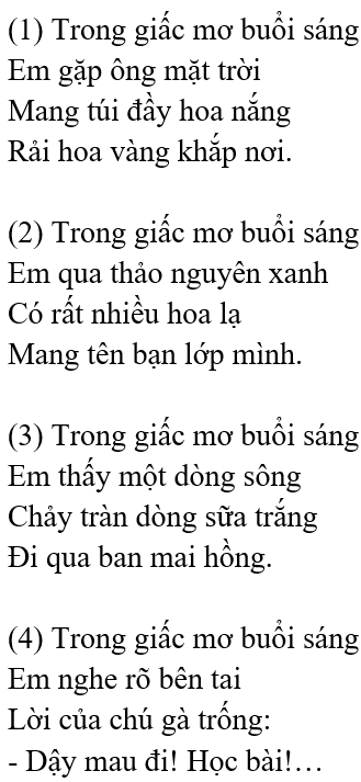 Trong giấc mơ buổi sáng – Bài 2 – Tiếng Việt lớp 1 (trang 126 → 127) - Kết nối tri thức