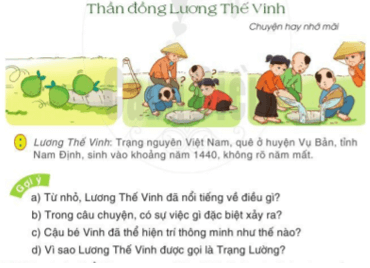 Kể lại chuyện thần đồng lương thế vinh trang 135 Tiếng Việt lớp 2 Tập 2 | Cánh diều