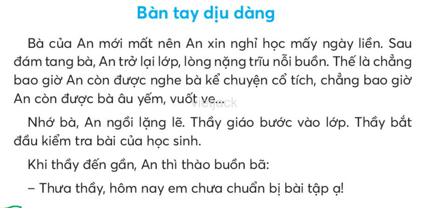 Tiếng Việt lớp 2 Bài 1: Bàn tay dịu dàng trang 98, 99, 100 - Chân trời