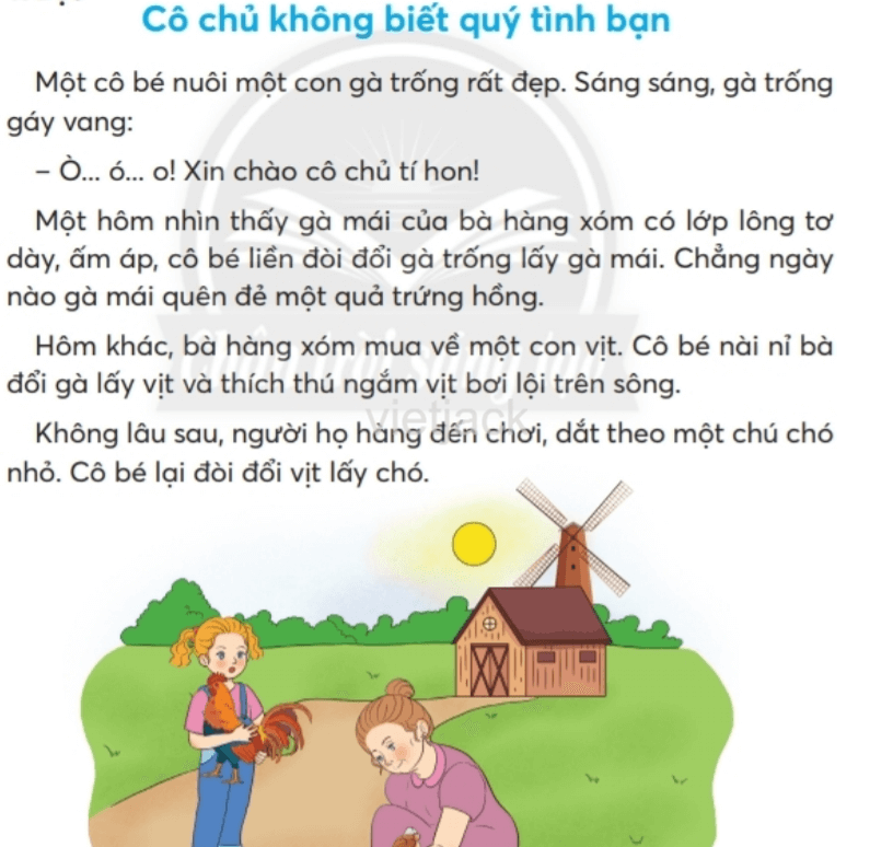 Tiếng Việt lớp 2 Bài 1: Cô chủ không biết quý tình bạn trang 82, 83, 84 - Chân trời