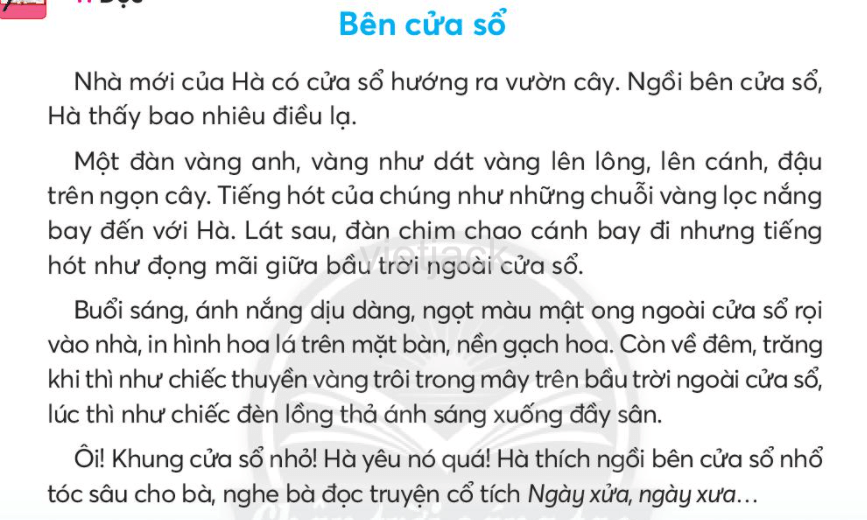 Tiếng Việt lớp 2 Bài 4: Bên cửa sổ trang 21, 22, 23, 24 ,25 - Chân trời