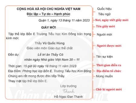 Viết giấy mời trang 95 lớp 4 | Chân trời sáng tạo Giải Tiếng Việt lớp 4