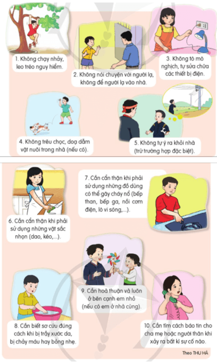 10 quy tắc an toàn khi ở nhà một mình lớp 5 (trang 126, 127) | Cánh diều Giải Tiếng Việt lớp 5