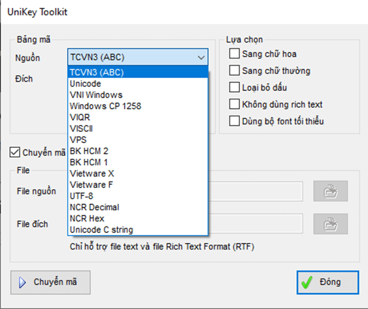 Nhấn Ctrl + Shift + F6 để hiển thị bảng điều khiển của bộ gõ tiếng Việt UniKey