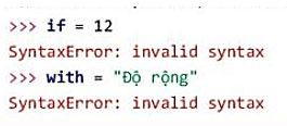 Quan sát các lệnh sau tìm hiểu vì sao Python báo lỗi