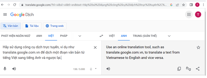 Hãy sử dụng công cụ dịch trực tuyến ví dụ như translate.google.com.vn để dịch