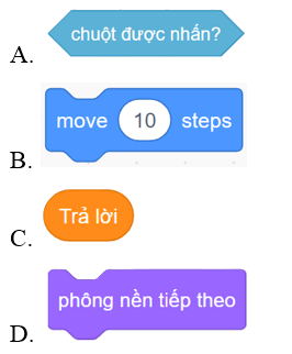 Trắc nghiệm Tin học lớp 4 Chân trời sáng tạo Bài 14 (có đáp án): Điều khiển nhân vật chuyển động trên sân khấu