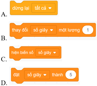 Trắc nghiệm Tin học lớp 5 Kết nối tri thức Bài 14 (có đáp án): Sử dụng biến trong chương trình 