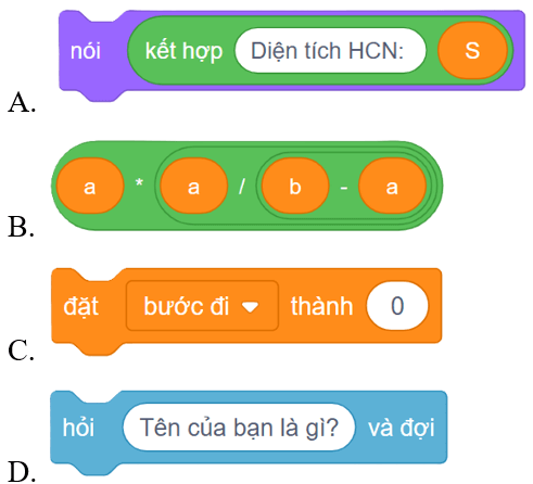 Trắc nghiệm Tin học lớp 5 Kết nối tri thức Bài 14 (có đáp án): Sử dụng biến trong chương trình 