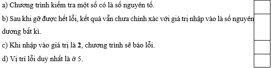 Trắc nghiệm Tin học 8 Kết nối tri thức Bài 15 (có đáp án): Gỡ lỗi