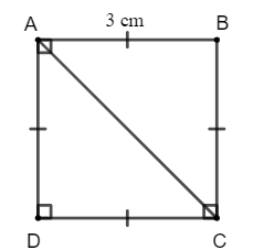 Cho hình vuông ABCD có độ dài cạnh bằng 3 cm. Tính độ dài của các vectơ