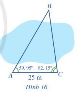 Để đo khoảng cách từ vị trí A đến vị trí B ở hai bên bờ một cái ao, bạn An đi