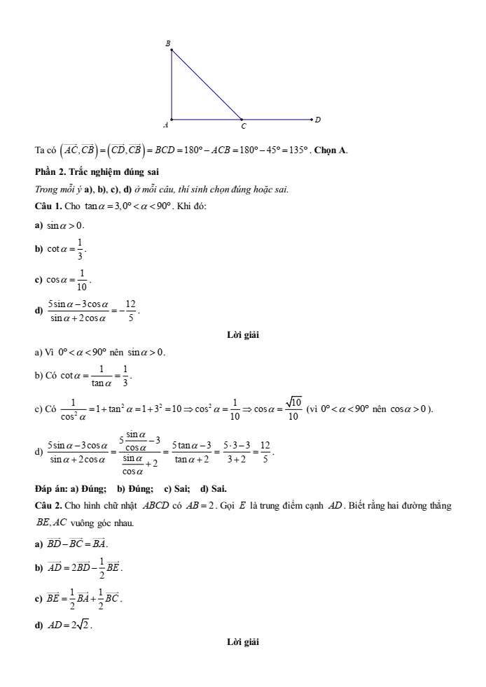 Đề kiểm tra Toán 10 Cánh diều Chương 4 (có lời giải)