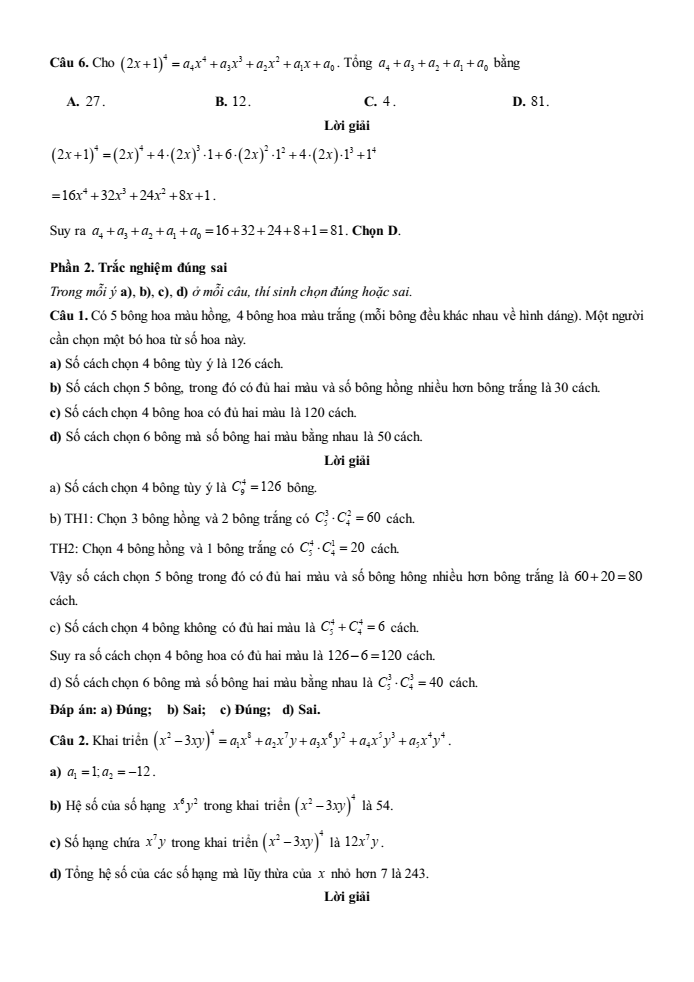 Đề kiểm tra Toán 10 Cánh diều Chương 5 (có lời giải)