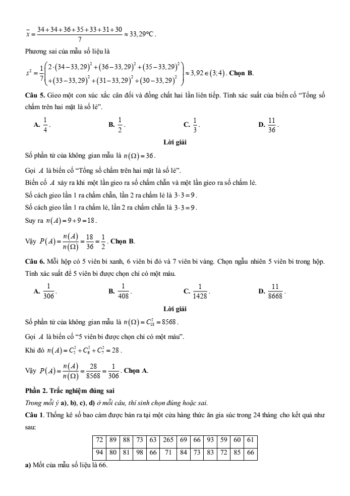 Đề kiểm tra Toán 10 Cánh diều Chương 6 (có lời giải)