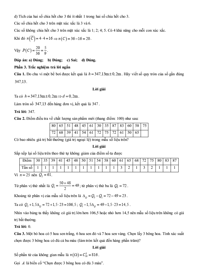 Đề kiểm tra Toán 10 Cánh diều Chương 6 (có lời giải)