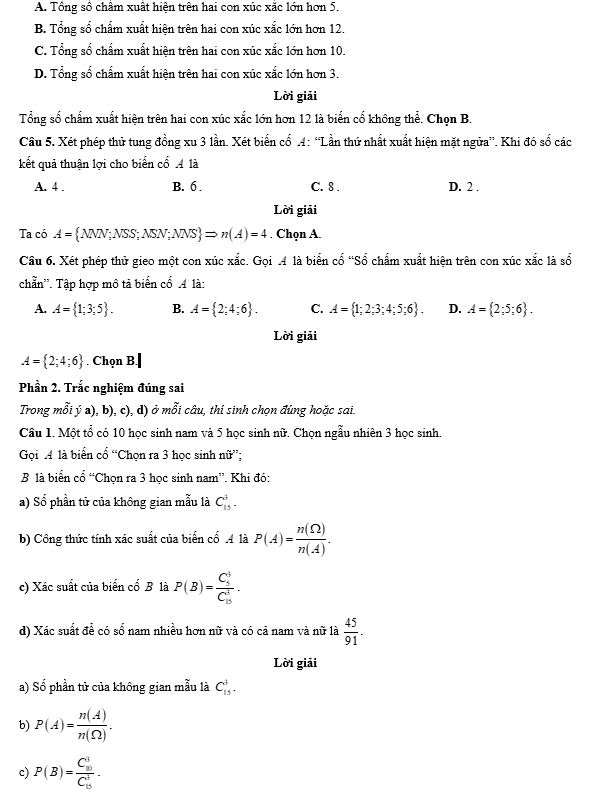Đề kiểm tra Toán 10 Chân trời sáng tạo Chương 10 (có lời giải)