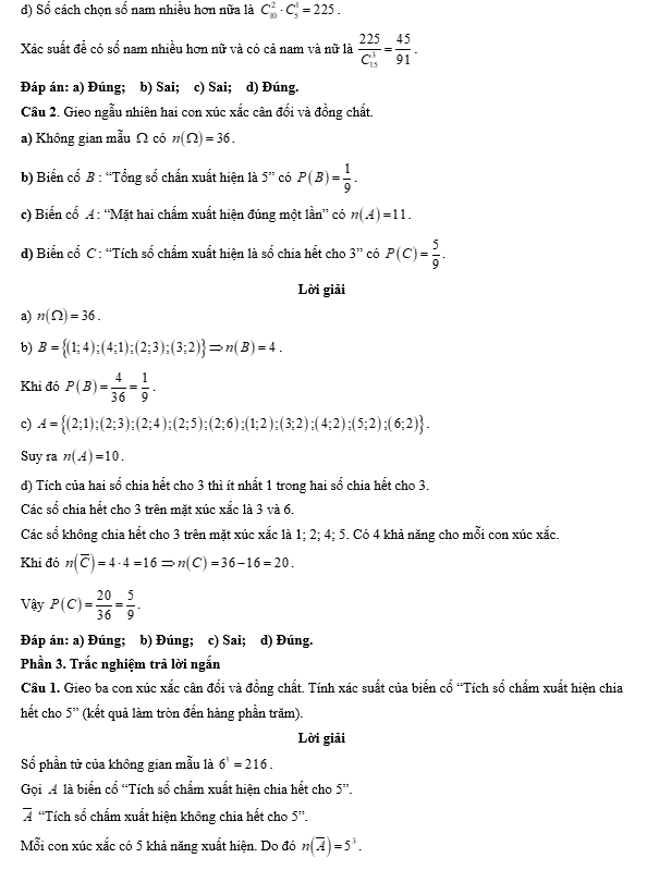 Đề kiểm tra Toán 10 Chân trời sáng tạo Chương 10 (có lời giải)