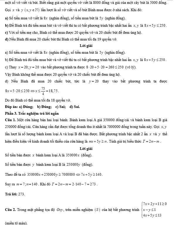 Đề kiểm tra Toán 10 Chân trời sáng tạo Chương 2 (có lời giải)