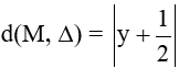 Trong mặt phẳng Oxy, cho điểm F, đường thẳng ∆: y + 1/2 = 0