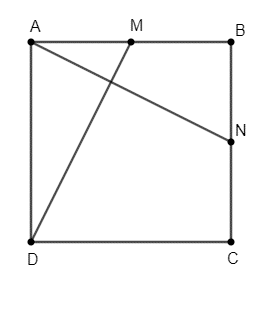 Cho hình vuông ABCD có cạnh bằng a. Gọi M, N tương ứng là trung điểm của các cạnh AB, BC