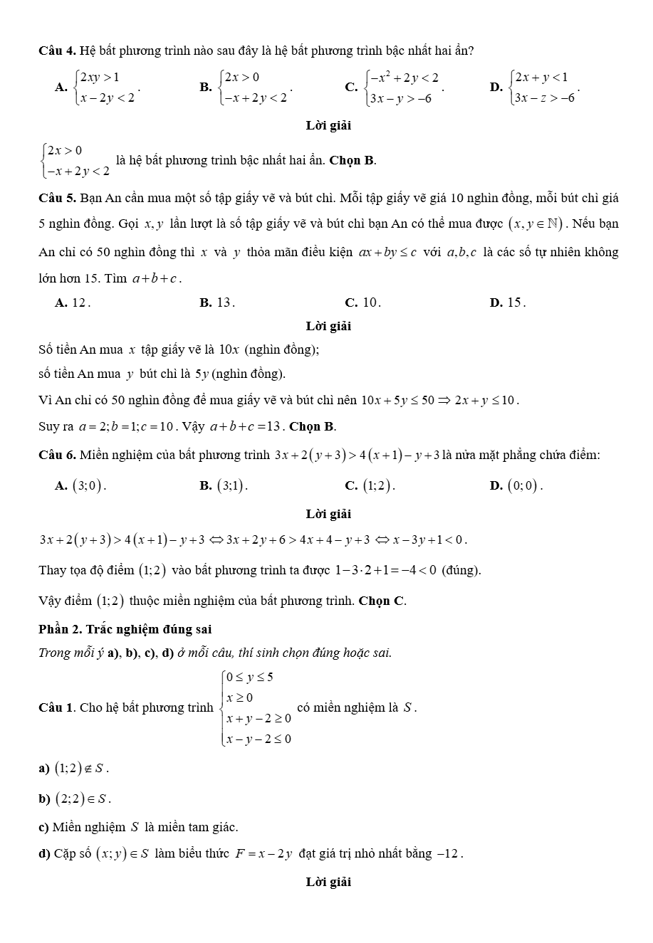 Đề kiểm tra Toán 10 Kết nối tri thức Chương 2 (có lời giải)