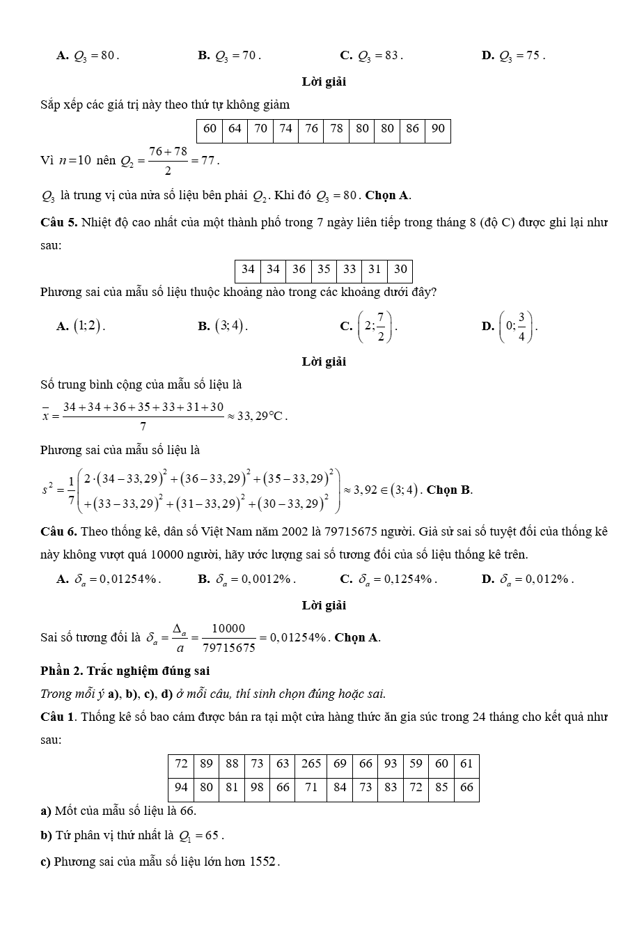 Đề kiểm tra Toán 10 Kết nối tri thức Chương 5 (có lời giải)