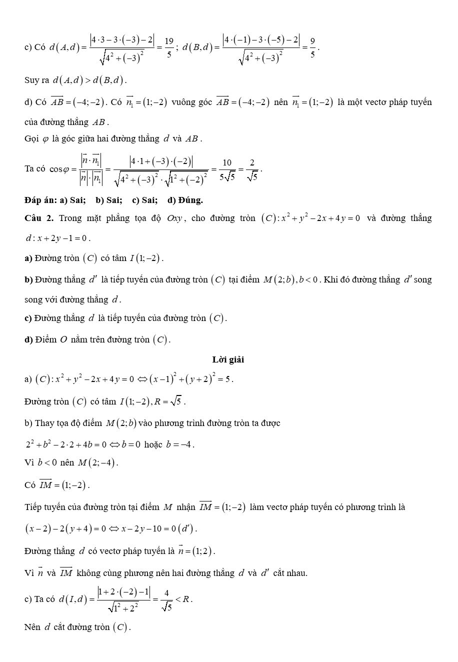 Đề kiểm tra Toán 10 Kết nối tri thức Chương 7 (có lời giải)