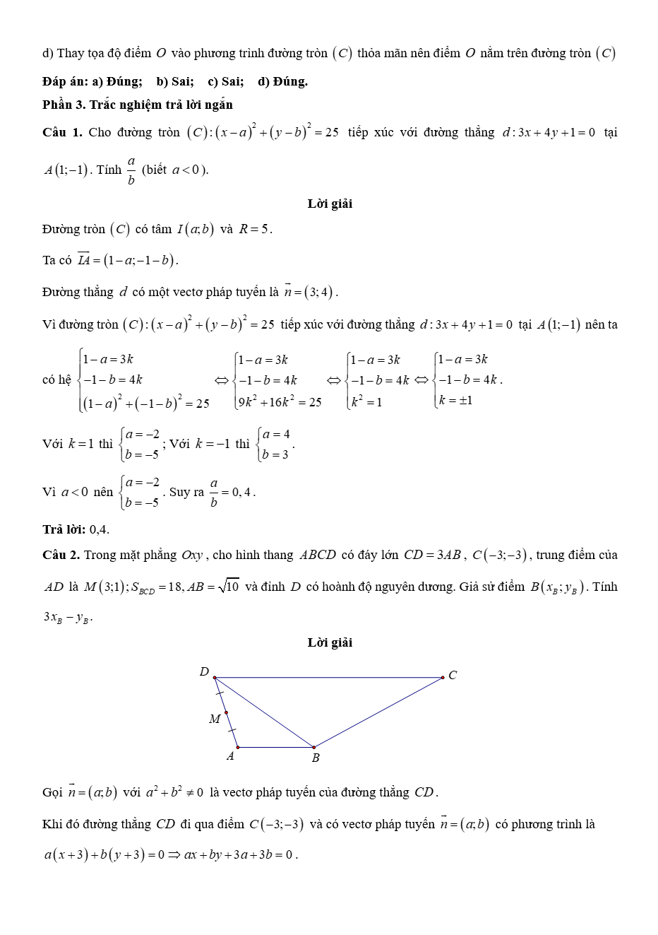 Đề kiểm tra Toán 10 Kết nối tri thức Chương 7 (có lời giải)