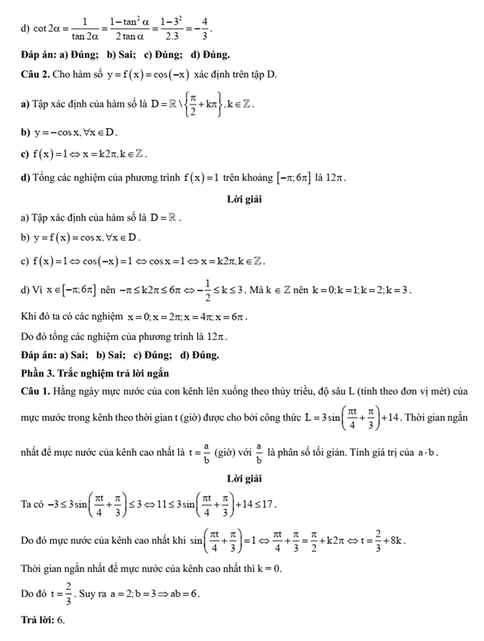 Đề kiểm tra Toán 11 Cánh diều Chương 1 (có lời giải)