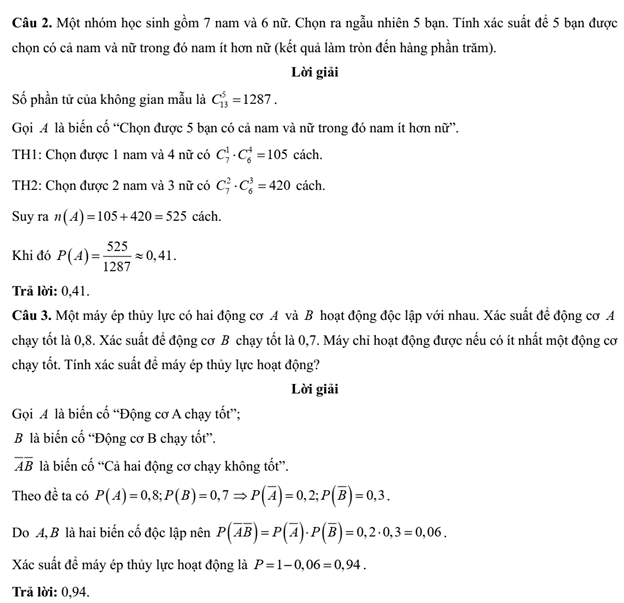 Đề kiểm tra Toán 11 Chân trời sáng tạo Chương 9 (có lời giải)