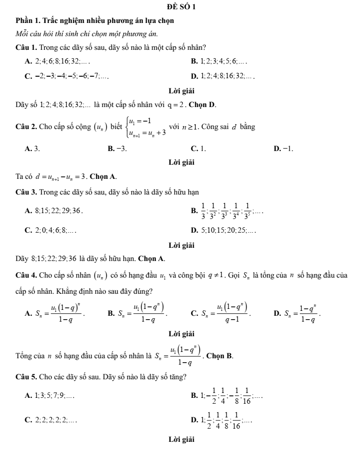 Đề kiểm tra Toán 11 Kết nối tri thức Chương 2 (có lời giải)