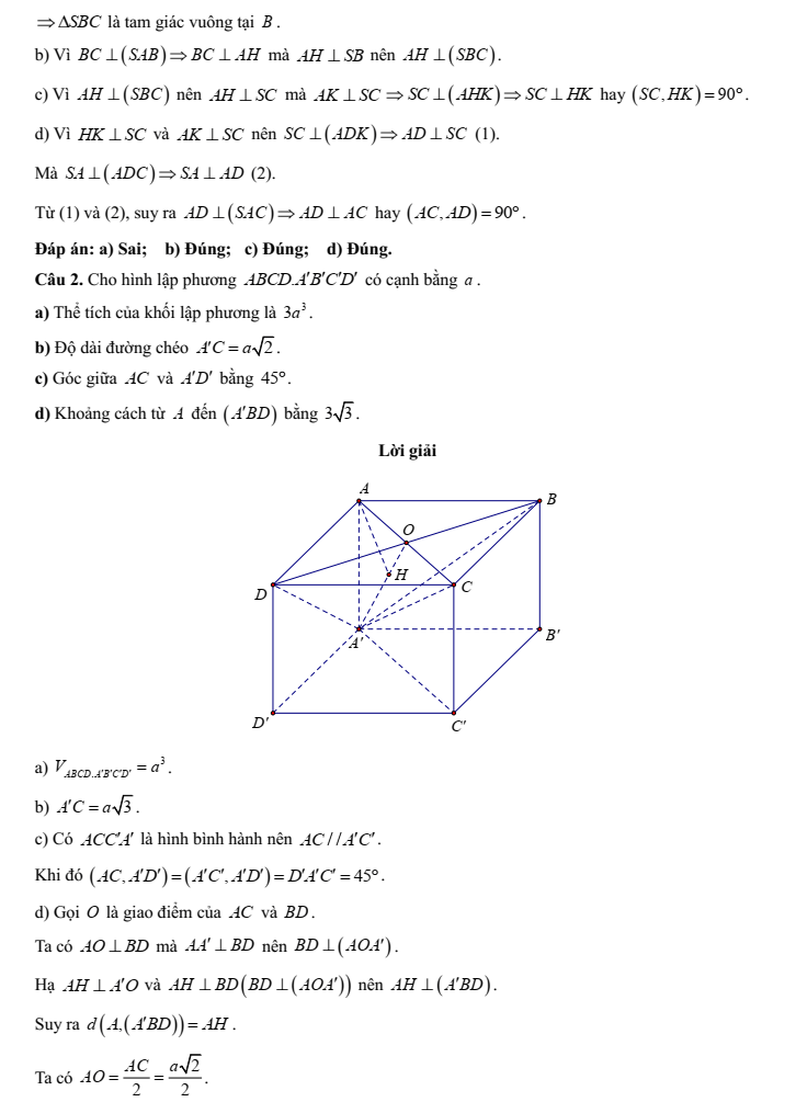 Đề kiểm tra Toán 11 Kết nối tri thức Chương 7 (có lời giải)